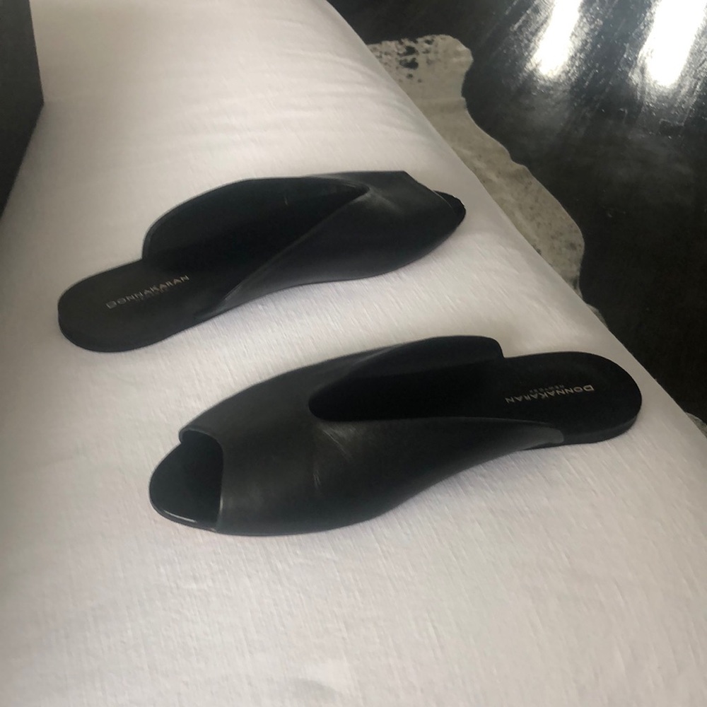 Donna Karan open toe flats